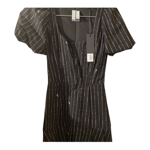 NWT I.AM.GIA Chelsey Mini Dress Black Pinstripe Puff Sleeve Corset Small Blogger - Picture 9 of 11